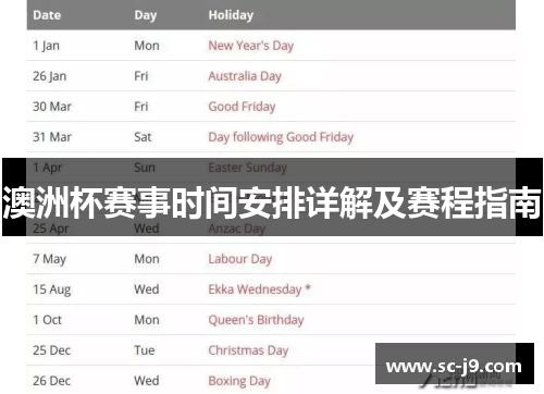 澳洲杯赛事时间安排详解及赛程指南 澳洲杯赛事时间安排详解及赛程指南